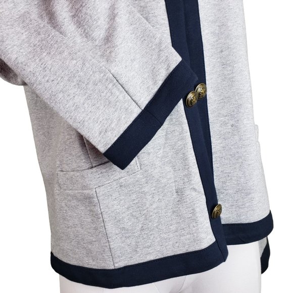 Tommy Hilfiger NEW Women Gray Heather Contrast Trim Open Front Jacket M - Picture 8 of 12